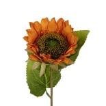 GloboStar® Artificial Garden ORANGE SUNFLOWER BRANCH 21213 Τεχνητό Διακοσμητικό Κλαδί Ηλιοτρόπιο Πορτοκαλί Y50cm