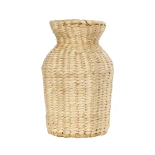 GloboStar® Artificial Garden HAVANA 21222 Διακοσμητικό Πλεκτό Καλάθι - Κασπώ Γλάστρα - Flower Pot Μπεζ Μ16 x Π16 x Υ25cm