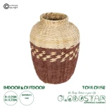 GloboStar® Artificial Garden TOULOUSE 21225 Διακοσμητικό Πλεκτό Καλάθι - Κασπώ Γλάστρα - Flower Pot Μπεζ με Κόκκινο Π25 x M25 x Υ32cm