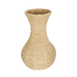 GloboStar® Artificial Garden SANDIAGO 21234 Διακοσμητικό Πλεκτό Καλάθι - Κασπώ Γλάστρα - Flower Pot Μπεζ Π25 x M25 x x Υ40cm