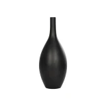 GloboStar® Artificial Garden OLRANDO 21273 Διακοσμητικό Κεραμικό Βάζo Μαύρο Π8 x Μ8 x Υ20cm