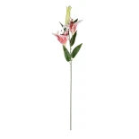 GloboStar® Artificial Garden PINK LILLY BRANCH 21313 Τεχνητό Διακοσμητικό Κλαδί Ροζ Κρίνο Y106cm