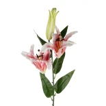 GloboStar® Artificial Garden PINK LILLY BRANCH 21313 Τεχνητό Διακοσμητικό Κλαδί Ροζ Κρίνο Y106cm