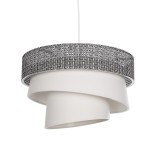 GloboStar® SIERA 203-0170 Μοντέρνο Κρεμαστό Φωτιστικό Καπέλο Μονόφωτο 1 x E27 IP20 Μαύρο & Λευκό Ύφασμα - Μ38 x Π38 x Υ26cm