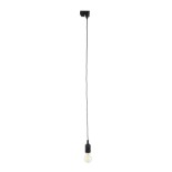 GloboStar 60859 Μονοφασικός Connector 2 Καλωδίων με 1 Μέτρο Υφασμάτινο Καλώδιο και Ντουί E27 για Μαύρη Ράγα Οροφής