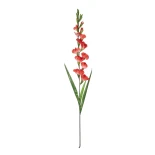 GloboStar® Artificial Garden RED GLADIOLUS FLOWER BRANCH 21396 Τεχνητό Διακοσμητικό Κλαδί Γλαδιόλα Y116cm
