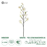 GloboStar® Artificial Garden WHITE YELLOW MAGNOLIA BRANCH 21419 Τεχνητό Διακοσμητικό Κλαδί Λευκή Κίτρινη Μαγνόλια Y108cm