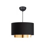 GloboStar® BASIL 204-0174 Μοντέρνο Κρεμαστό Φωτιστικό Kαπέλο Μονόφωτο 1 x e27 led IP20 Μαύρο  Με Χρυσό  Ύφασμα - Μ30 x Π30 x Υ20cm