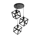 GloboStar® DISE 201-0051 Μοντέρνο Κρεμαστό Φωτιστικό Κύβος Τρίφωτο 3 x E27 IP20 Μαύρο Μέταλλο - Μ48 x Π48 x Υ65cm