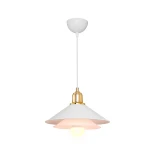GloboStar® FERRO 203-0268 Μοντέρνο Κρεμαστό Φωτιστικό Καμπάνα Μονόφωτο 1 x E27 IP20 Λευκό & Χρυσό Πλαστικό - Μ30 x Π30 x Υ19cm