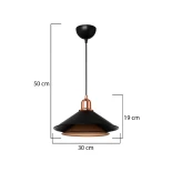 GLOBOSTAR® FERRO 203-0269 Μοντέρνο Κρεμαστό Φωτιστικό Οροφής με Ντουί 1 x E27 AC 220-240V IP20 - Μαύρο & Χάλκινο - Μ30 x Π30 x Υ19cm