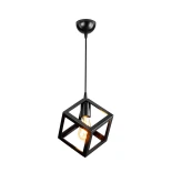 GloboStar® DISE 203-0274 Μοντέρνο Κρεμαστό Φωτιστικό Κύβος Μονόφωτο 1 x E27 IP20 Μαύρο Πλαστικό - Μ22 x Π22 x Υ24cm