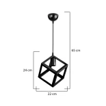 GloboStar® DISE 203-0274 Μοντέρνο Κρεμαστό Φωτιστικό Κύβος Μονόφωτο 1 x E27 IP20 Μαύρο Πλαστικό - Μ22 x Π22 x Υ24cm