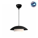 GloboStar® AURA 204-0117 Μοντέρνο Κρεμαστό Φωτιστικό Καμπάνα Μονόφωτο 1 x e27 led IP20 Μαύρο με Λευκό Μέταλλο - Μ31 x Π31 x Υ27cm