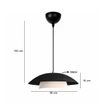 GloboStar® AURA 204-0117 Μοντέρνο Κρεμαστό Φωτιστικό Καμπάνα Μονόφωτο 1 x e27 led IP20 Μαύρο με Λευκό Μέταλλο - Μ31 x Π31 x Υ27cm