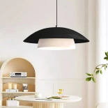 GloboStar® AURA 204-0117 Μοντέρνο Κρεμαστό Φωτιστικό Καμπάνα Μονόφωτο 1 x e27 led IP20 Μαύρο με Λευκό Μέταλλο - Μ31 x Π31 x Υ27cm