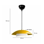 GloboStar® AURA 204-0118 Μοντέρνο Κρεμαστό Φωτιστικό Καμπάνα Μονόφωτο 1 x e27 led IP20 Κίτρινο με Λευκό Μέταλλο - Μ31 x Π31 x Υ27cm