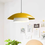 GloboStar® AURA 204-0118 Μοντέρνο Κρεμαστό Φωτιστικό Καμπάνα Μονόφωτο 1 x e27 led IP20 Κίτρινο με Λευκό Μέταλλο - Μ31 x Π31 x Υ27cm