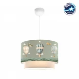 GloboStar® BALLON 204-0120 Παιδικό Κρεμαστό Φωτιστικό Φιγούρα Μονόφωτο 1 x e27 led IP20 Πράσινο  Ύφασμα - Μ30 x Π30 x Υ70cm