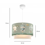 GloboStar® BALLON 204-0120 Παιδικό Κρεμαστό Φωτιστικό Φιγούρα Μονόφωτο 1 x e27 led IP20 Πράσινο  Ύφασμα - Μ30 x Π30 x Υ70cm