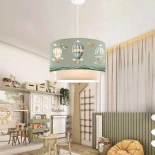 GloboStar® BALLON 204-0120 Παιδικό Κρεμαστό Φωτιστικό Φιγούρα Μονόφωτο 1 x e27 led IP20 Πράσινο  Ύφασμα - Μ30 x Π30 x Υ70cm