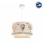 GloboStar® BALLON 204-0121 Παιδικό Κρεμαστό Φωτιστικό Φιγούρα Μονόφωτο 1 x e27 led IP20 Μπεζ  Ύφασμα - Μ30 x Π30 x Υ70cm