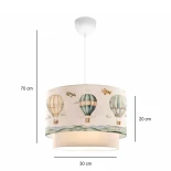 GloboStar® BALLON 204-0121 Παιδικό Κρεμαστό Φωτιστικό Φιγούρα Μονόφωτο 1 x e27 led IP20 Μπεζ  Ύφασμα - Μ30 x Π30 x Υ70cm