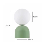 GloboStar® MAGIC 204-0130 Μοντέρνο Eπιτραπέζιο Φωτιστικό Μονόφωτο 1 x e27 led IP20 Πράσινο Μέταλλο με Γαλακτερό Γυαλί - Μ13 x Π13 x Υ28cm