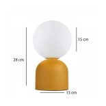 GloboStar® MAGIC 204-0131 Μοντέρνο Eπιτραπέζιο Φωτιστικό Μονόφωτο 1 x e27 led IP20 Κίτρινο Μέταλλο με Γαλακτερό Γυαλί - Μ13 x Π13 x Υ28cm