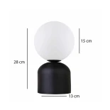 GloboStar® MAGIC 204-0132 Μοντέρνο Eπιτραπέζιο Φωτιστικό Μονόφωτο 1 x e27 led IP20 Μαύρο Μέταλλο με Γαλακτερό Γυαλί - Μ13 x Π13 x Υ28cm