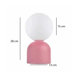 GloboStar® MAGIC 204-0134 Μοντέρνο Eπιτραπέζιο Φωτιστικό Μονόφωτο 1 x e27 led IP20 Ροζ Μέταλλο με Γαλακτερό Γυαλί - Μ13 x Π13 x Υ28cm
