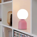 GloboStar® MAGIC 204-0134 Μοντέρνο Eπιτραπέζιο Φωτιστικό Μονόφωτο 1 x e27 led IP20 Ροζ Μέταλλο με Γαλακτερό Γυαλί - Μ13 x Π13 x Υ28cm