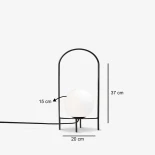 GloboStar® SPIDY 204-0139 Μοντέρνο Eπιτραπέζιο Φωτιστικό Μονόφωτο 1 x e27 led IP20 Μαύρο Μέταλλο με  Γαλακτερό Γυαλί - Μ20 x Π20 x Υ37cm