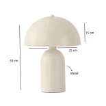 GloboStar® GASCO 204-0149 Μοντέρνο Eπιτραπέζιο Φωτιστικό Μονόφωτο 1 x e27 led IP20 Μπεζ Μέταλλο - Μ25 x Π25 x Υ35cm