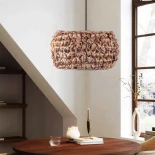GloboStar® DARIO 204-0159 Boho Κρεμαστό Φωτιστικό Kαπέλο Μονόφωτο 1 x e27 led IP20  Καφέ Rattan - Μ30 x Π30 x Υ16cm