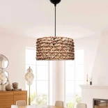 GloboStar® POMEGRANDE 204-0160 Boho Κρεμαστό Φωτιστικό Kαπέλο Μονόφωτο 1 x e27 led IP20  Καφέ Rattan - Μ30 x Π30 x Υ16cm
