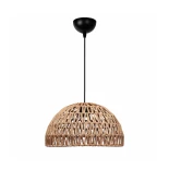 GloboStar® SAND 204-0167 Boho Κρεμαστό Φωτιστικό Kαπέλο Μονόφωτο 1 x e27 led IP20  Μπεζ Σχοινί - Μ29 x Π29 x Υ16cm
