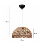 GloboStar® SAND 204-0167 Boho Κρεμαστό Φωτιστικό Kαπέλο Μονόφωτο 1 x e27 led IP20  Μπεζ Σχοινί - Μ29 x Π29 x Υ16cm