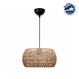 GloboStar® DARIO 204-0168 Boho Κρεμαστό Φωτιστικό Kαπέλο Μονόφωτο 1 x e27 led IP20  Καφέ Σχοινί - Μ30 x Π30 x Υ15cm