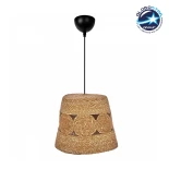 GloboStar® PANIER 204-0170 Boho Κρεμαστό Φωτιστικό Kαπέλο Μονόφωτο 1 x e27 led IP20  Καφε Σχοινί - Μ32 x Π32 x Υ30cm