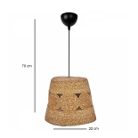 GloboStar® PANIER 204-0170 Boho Κρεμαστό Φωτιστικό Kαπέλο Μονόφωτο 1 x e27 led IP20  Καφε Σχοινί - Μ32 x Π32 x Υ30cm