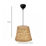 GloboStar® PANIER 204-0171 Boho Κρεμαστό Φωτιστικό Kαπέλο Μονόφωτο 1 x e27 led IP20  Καφε Σχοινί - Μ32 x Π32 x Υ30cm