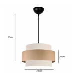 GloboStar® SOHO 204-0172 Μοντέρνο Κρεμαστό Φωτιστικό Kαπέλο Μονόφωτο 1 x e27 led IP20 Μπεζ  Με Καφέ Ύφασμα - Μ30 x Π30 x Υ20cm
