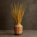 GloboStar® Artificial Garden TORONTO 21224 Διακοσμητικό Πλεκτό Καλάθι - Κασπώ Γλάστρα - Flower Pot Μπεζ με Πολύχρομο Π25 x M25 x Υ32cm