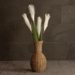 GloboStar® Artificial Garden MAUI 21242 Διακοσμητικό Πλεκτό Καλάθι - Κασπώ Γλάστρα - Flower Pot Μπεζ Π22 x M22 x Υ40cm