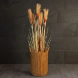 GloboStar® Artificial Garden TORINO 21493 Διακοσμητικό Πλεκτό Καλάθι - Κασπώ Γλάστρα - Flower Pot Μπεζ Φ31cm x Υ47cm