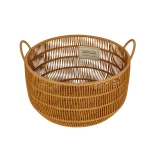 GloboStar® Artificial Garden COCOA 21495 Διακοσμητικό Πλεκτό Καλάθι - Κασπώ Γλάστρα - Flower Pot Μπεζ Φ30cm x Υ40cm