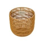GloboStar® Artificial Garden DAKOTA 21498 Διακοσμητικό Πλεκτό Καλάθι - Κασπώ Γλάστρα - Flower Pot Μπεζ Φ33cm x Υ33cm