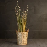 GloboStar® Artificial Garden ARIZONA 21503 Διακοσμητικό Πλεκτό Καλάθι - Κασπώ Γλάστρα - Flower Pot Μπεζ Φ36 x Υ38cm