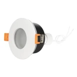 GLOBOSTAR® KAPA 60889 Χωνευτή Στρόγγυλη Βάση Σποτ Οροφής/Μπάνιου για Λάμπα MR16/GU10 Αδιάβροχο IP65 - Λευκό Αλουμίνιο & Λευκό Γυαλί - Φ8.5 x Υ4.2cm / Q7.5cm
